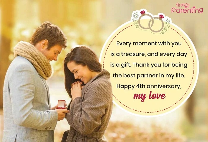 Wishes on 4th Wedding anniversary Romantics.