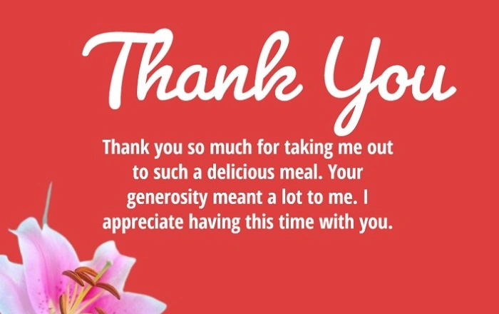 Messages to thank you for meal for social media or whatsapp