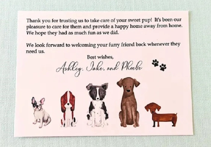 thank you note from pet sitter to client 2
